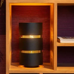 Cilinder tafellamp zwart metaal met goud></noscript>Straluma Sale