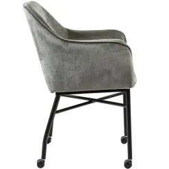 Comfortabele armstoel velours grijs met wieltjes><noscript><img width=