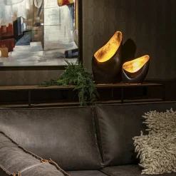 Decoratieve tafellamp corten brown met goldleaf></noscript>Straluma Best