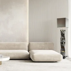 Decoratieve vloerlamp grijs/goud met vierkante kap></noscript>Straluma