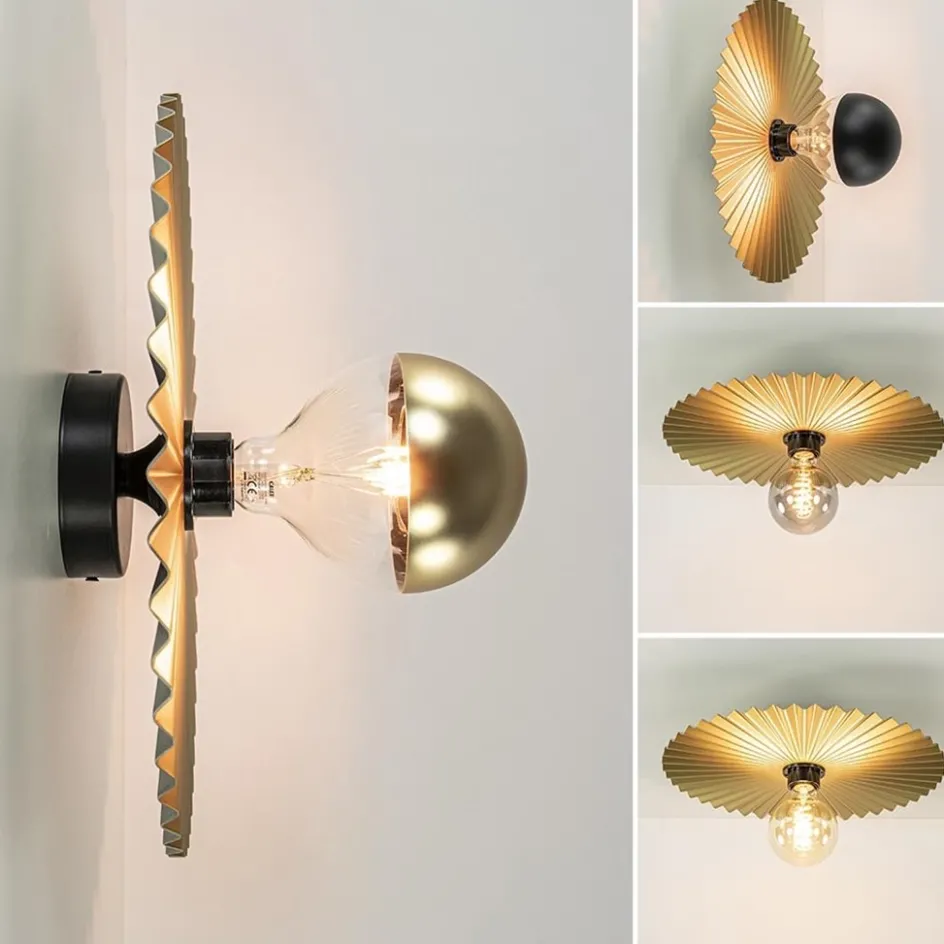 Decoratieve wand/plafondlamp goud met zwart>Straluma Online