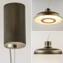 Design LED hanglamp koepel brushed brons met goldleaf><noscript><img width=