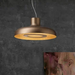 Design LED hanglamp koepel brushed brons met goldleaf><noscript><img width=