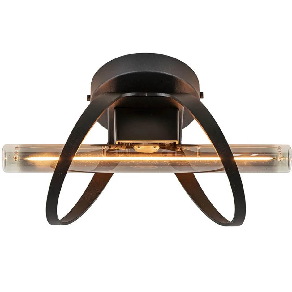 Design plafond/wandlamp mat zwart>Straluma