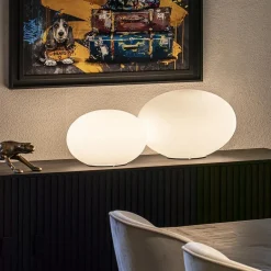 Design tafellamp rond opaal glas Ø45 cm></noscript>Straluma Discount