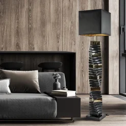 Design vloerlamp keramiek zwart/goud met zwarte kap></noscript>Straluma Discount