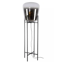 Design vloerlamp zwart frame met grote glazen kap>Straluma Outlet