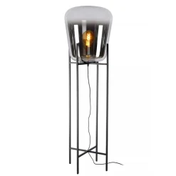 Design vloerlamp zwart frame met grote glazen kap>Straluma Outlet
