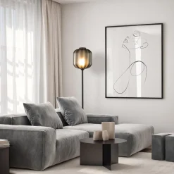 Design vloerlamp zwart met mat zwarte glazen kap></noscript>Straluma Clearance