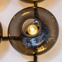 Design wandlamp mat zwart met smoke glas 8-lichts><noscript><img width=