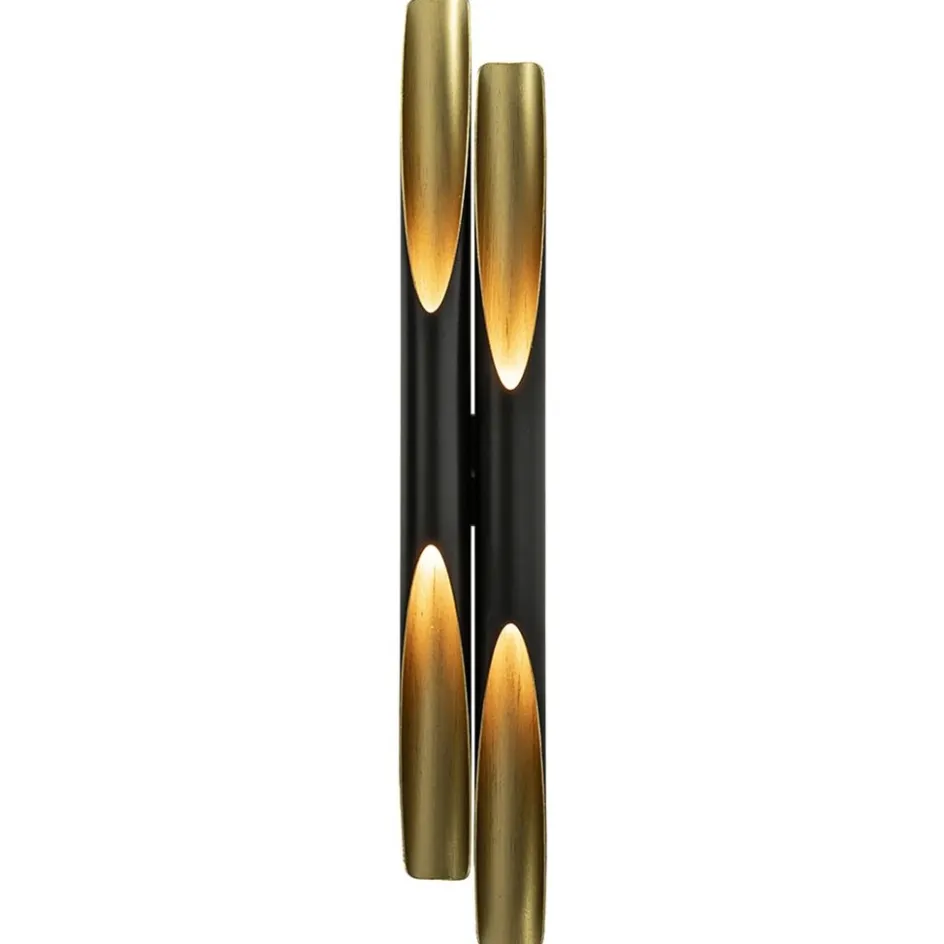 Design wandlamp Pipes mat zwart met goud>Straluma