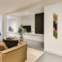 Design wandlamp Pipes mat zwart met goud><noscript><img width=