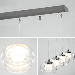 Dimbare LED hanglamp chroom met helder glas><noscript><img width=