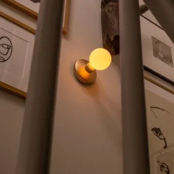 Dimbare wandlamp op batterij goud met frosted><noscript><img width=