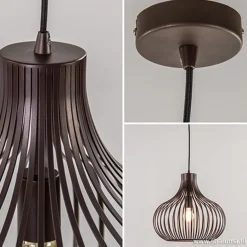 Draadhanglamp landelijk brons-bruin 38cm><noscript><img width=