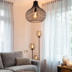 Draadhanglamp medium zwart 38cm></noscript>Straluma Best