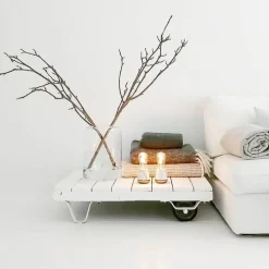 Draadloze tafellamp wit marmer met heldere lichtbron dimbaar><noscript><img width=