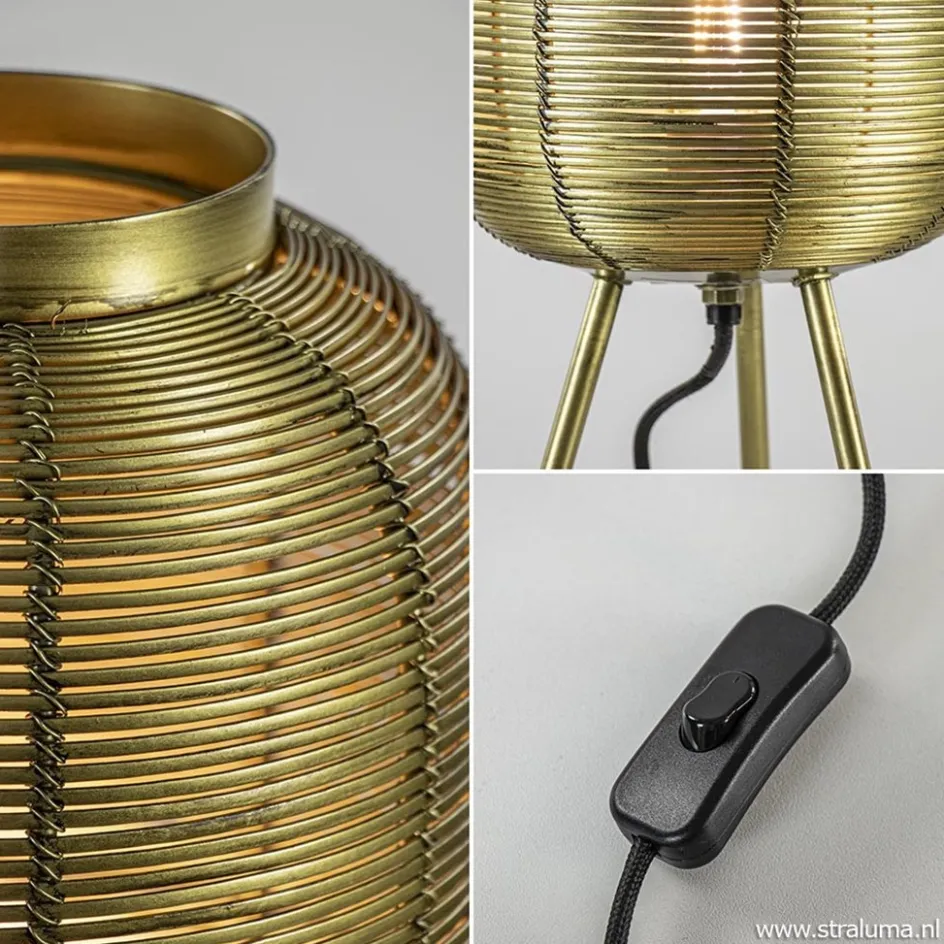 Driepoot tafellamp antiek brons Light & Living>Straluma Hot