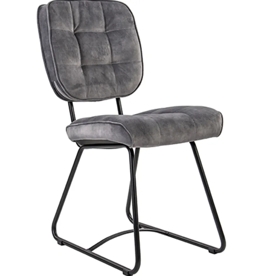 Eetkamerstoel velours grijs met zwart>Straluma
