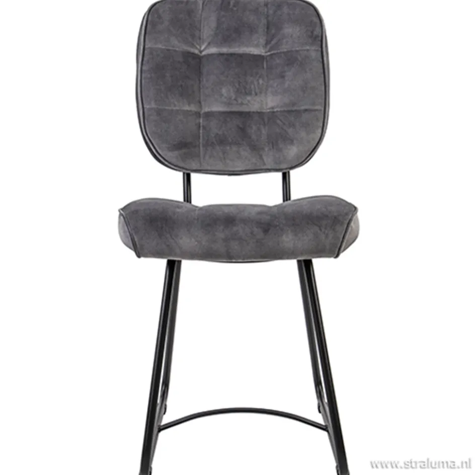 Eetkamerstoel velours grijs met zwart>Straluma
