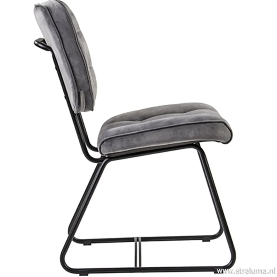 Eetkamerstoel velours grijs met zwart>Straluma