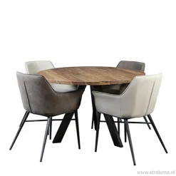 Eettafel Acaciahout 3-poot zwart  Ø120><noscript><img width=