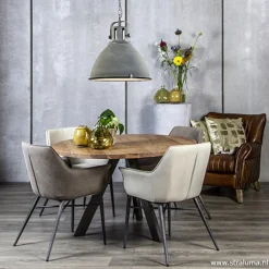 Eettafel Acaciahout 3-poot zwart  Ø120><noscript><img width=