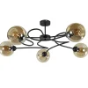 Elegante 5-lichts plafondlamp met amber glazen bollen>Straluma Sale