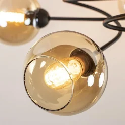 Elegante 5-lichts plafondlamp met amber glazen bollen><noscript><img width=