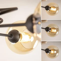 Elegante 5-lichts plafondlamp met amber glazen bollen><noscript><img width=