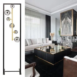 Elegante luxe vloerlamp met 6 glazen bollen></noscript>Straluma