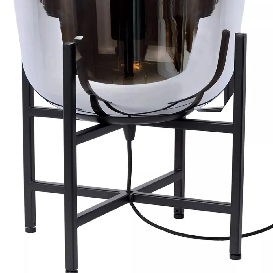 Elegante tafellamp zwart frame met smoke glazen kap>Straluma Best