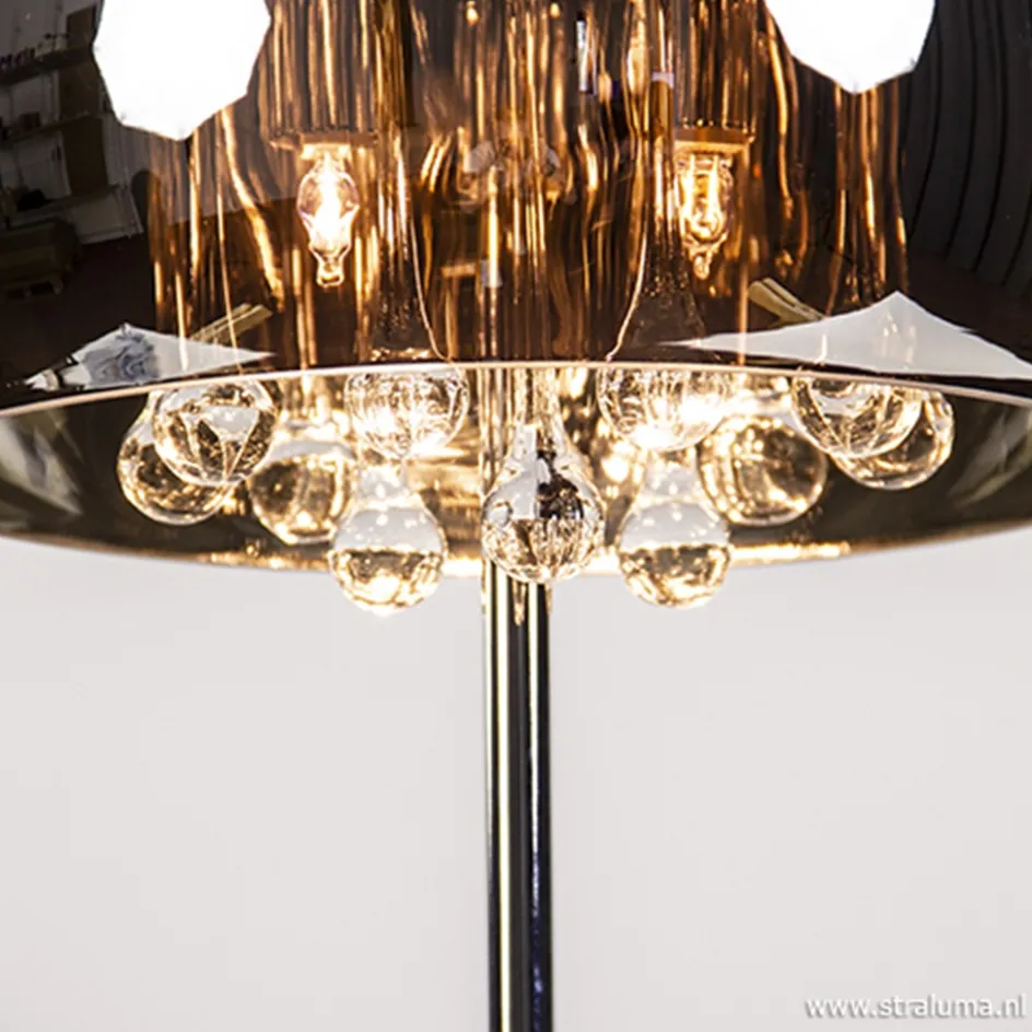 Glazen tafellamp Pearl met chroom>Straluma