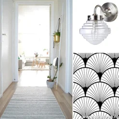 Glazen wandlamp met staal Deco><noscript><img width=