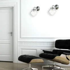Glazen wandlamp met staal Deco><noscript><img width=