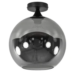 Globe plafondlamp zwart met smoke/titanium glas 30 cm>Straluma Outlet