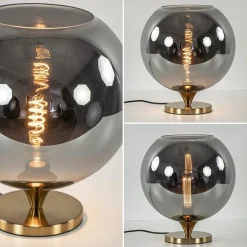 Globe tafellamp smoke/titanium met gouden voet></noscript>Straluma Clearance