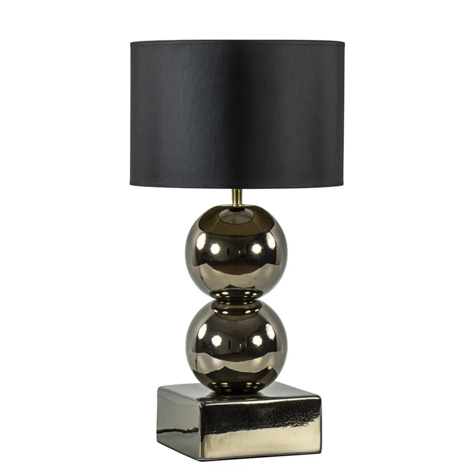 Gouden tafellamp bollen met zwart/gouden kap>Straluma Outlet