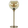 Gouden tafellamp met amber glazen bol 20 cm>Straluma Hot