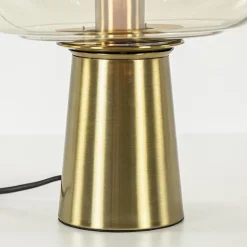 Gouden tafellamp Misty met amber glazen kap L&L></noscript>Straluma Sale