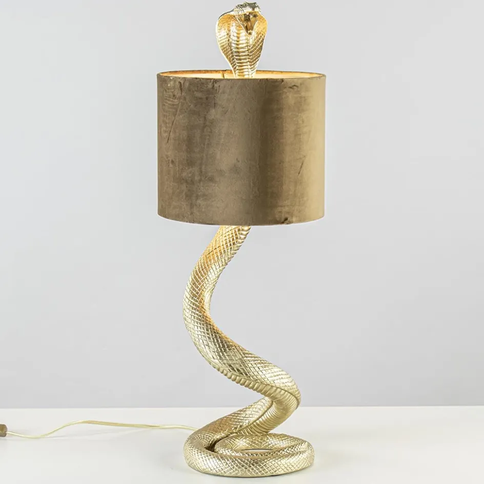 Gouden tafellamp Snake met velours kap>Straluma Best