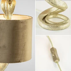Gouden tafellamp Snake met velours kap><noscript><img width=