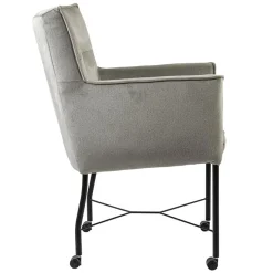 Grijs/beige eetkamerstoel met wieltjes gr 2><noscript><img width=
