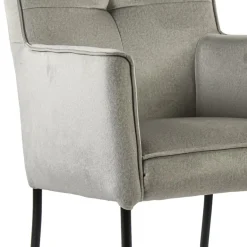 Grijs/beige eetkamerstoel met wieltjes gr 2><noscript><img width=