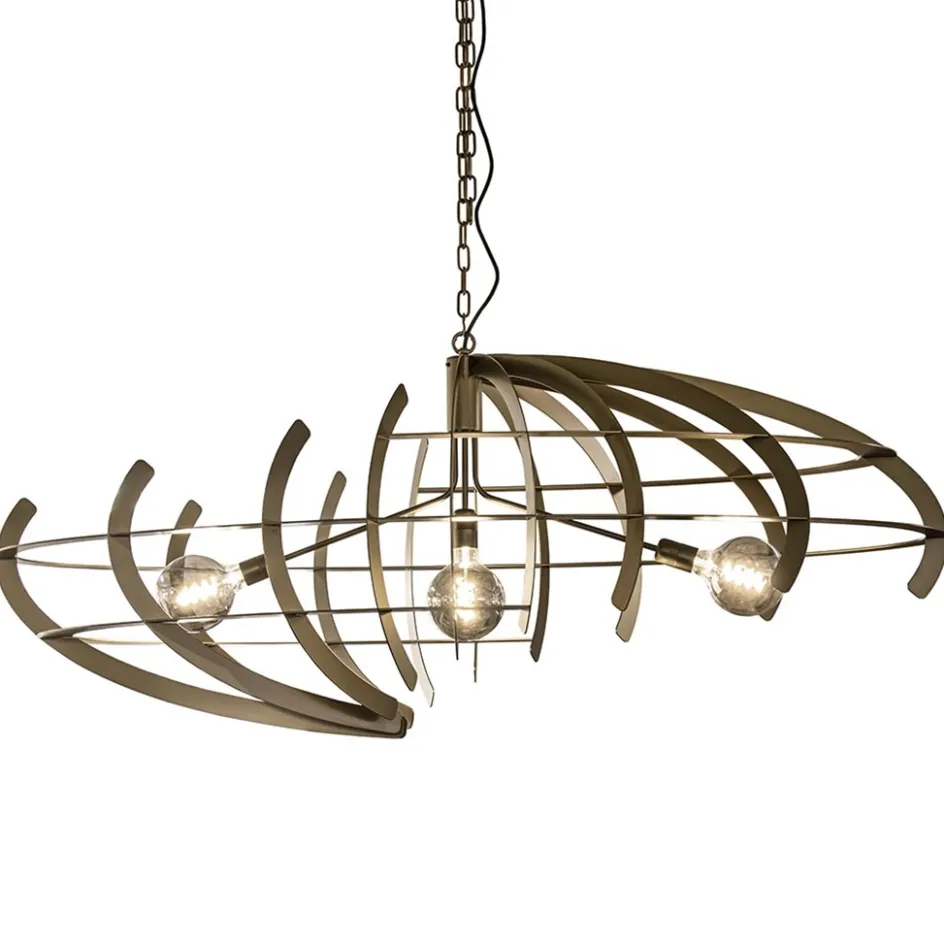 Grote design hanglamp ovaal oud messing>Straluma New