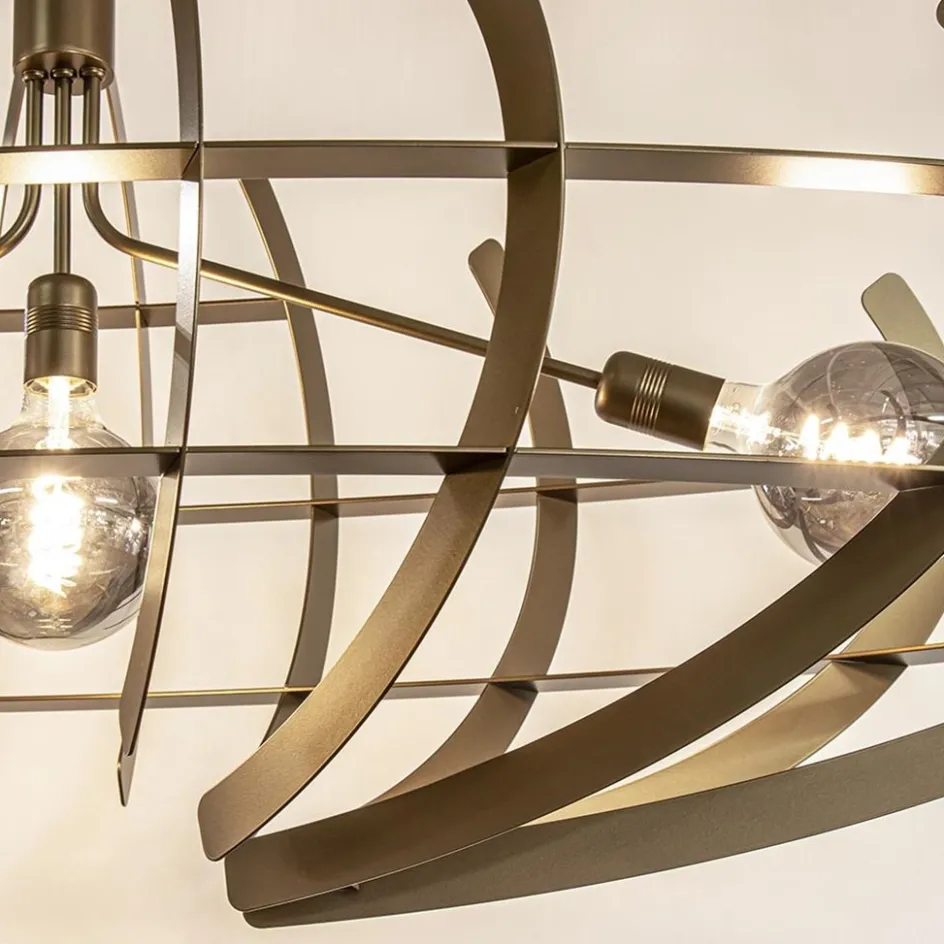 Grote design hanglamp ovaal oud messing>Straluma New