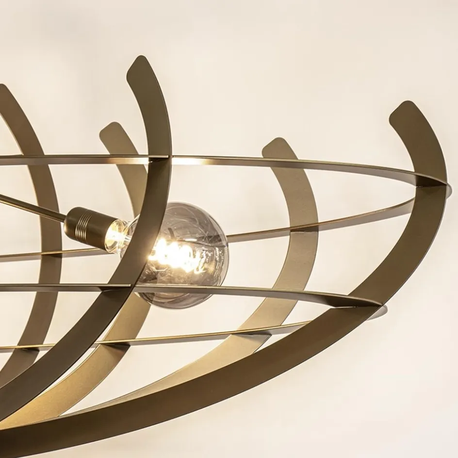 Grote design hanglamp ovaal oud messing>Straluma New