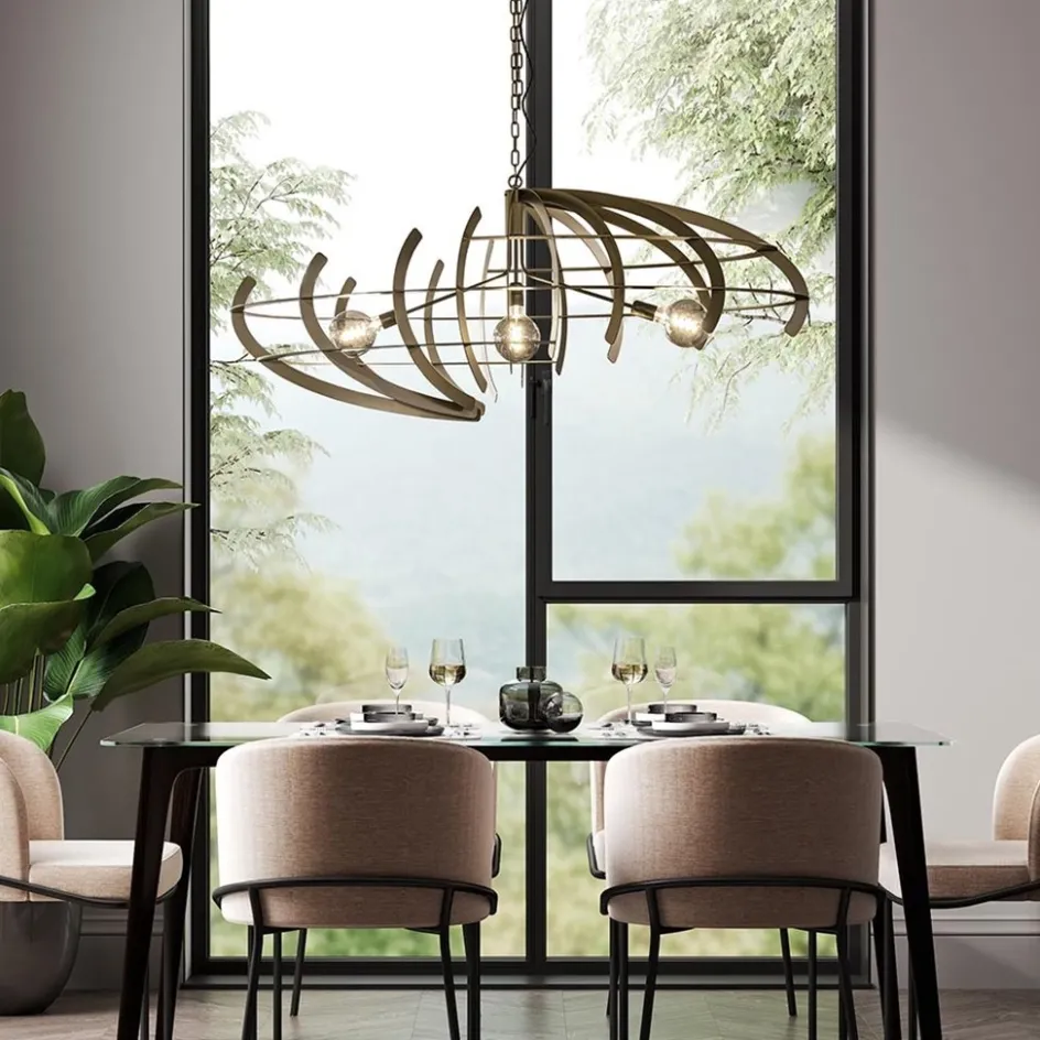 Grote design hanglamp ovaal oud messing>Straluma New