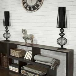 Grote draad tafellamp met zwarte kap><noscript><img width=