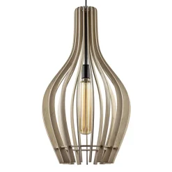 Grote hanglamp blank houten kap met zwart>Straluma Hot